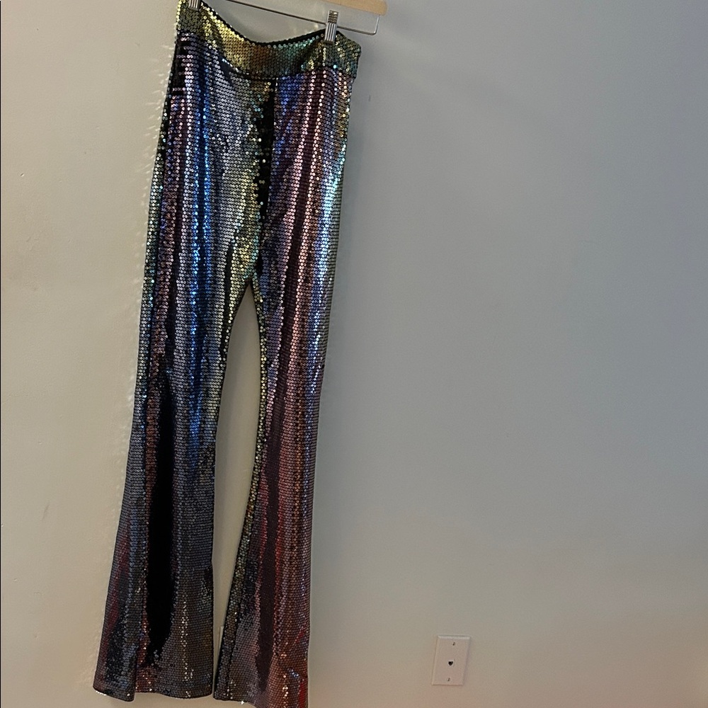 Colette Sequin Flared Leg Pants. Size 38